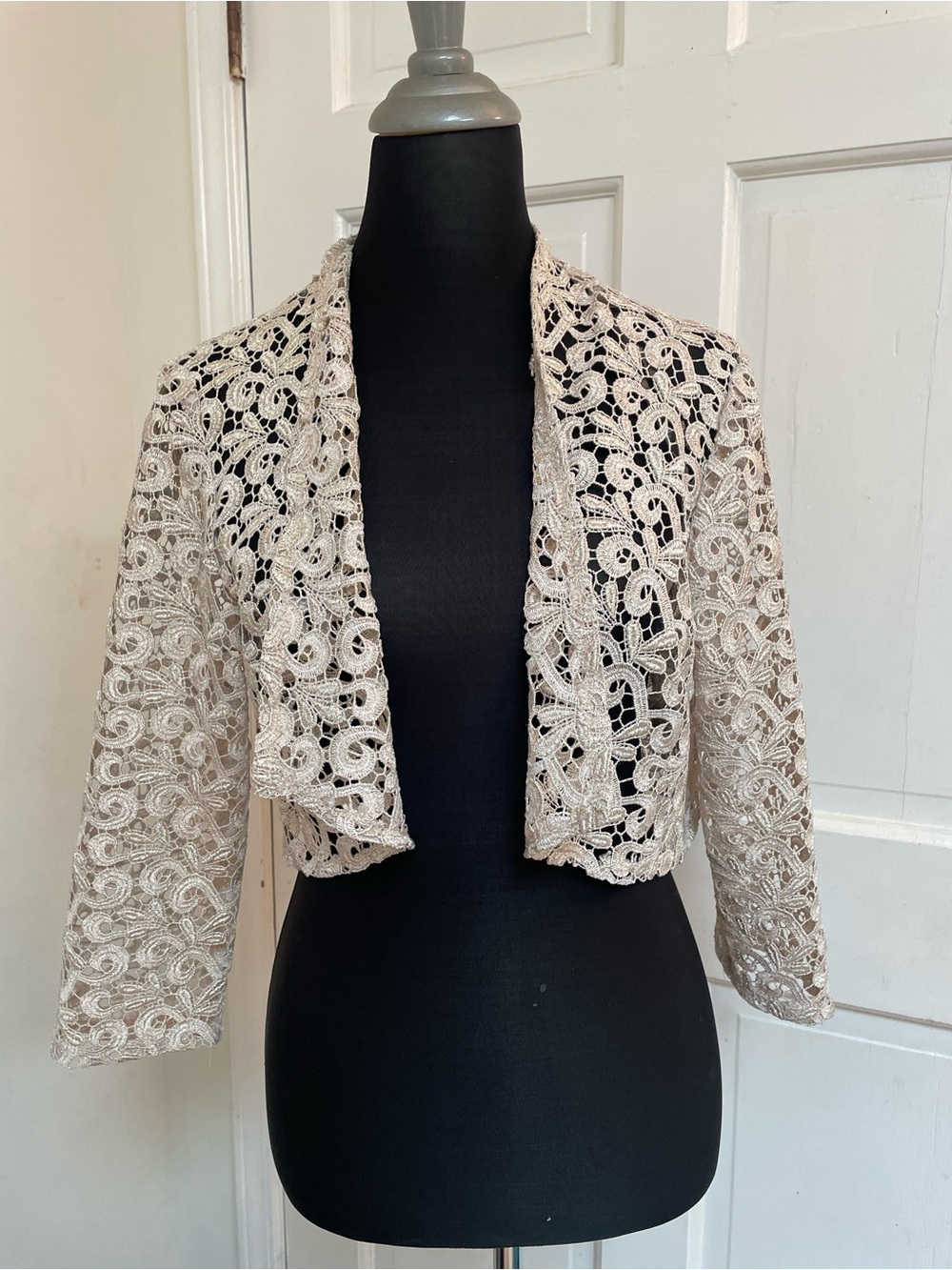 MARINA Ivory Lace Cropped Bolero Jacket